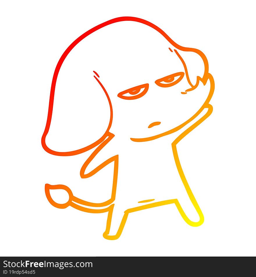 warm gradient line drawing annoyed cartoon elephant