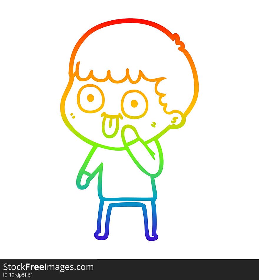 Rainbow Gradient Line Drawing Cartoon Man Staring