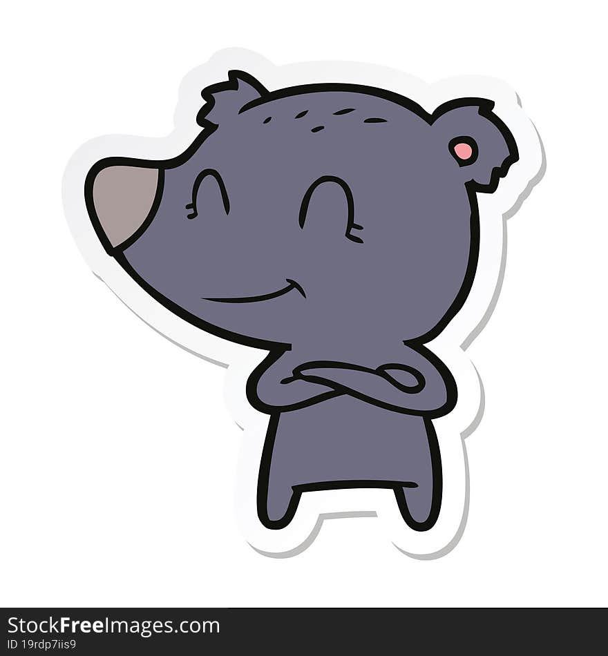 Sticker Of A Smiling Bear Cartoon