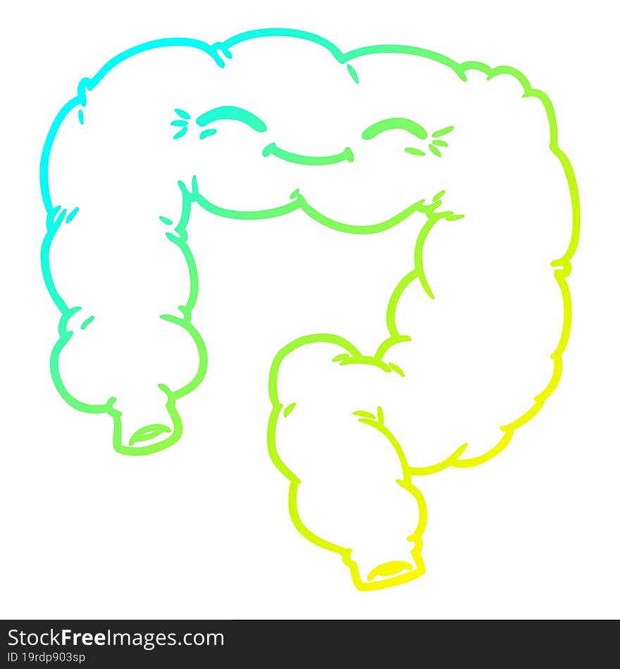 cold gradient line drawing cartoon happy colon