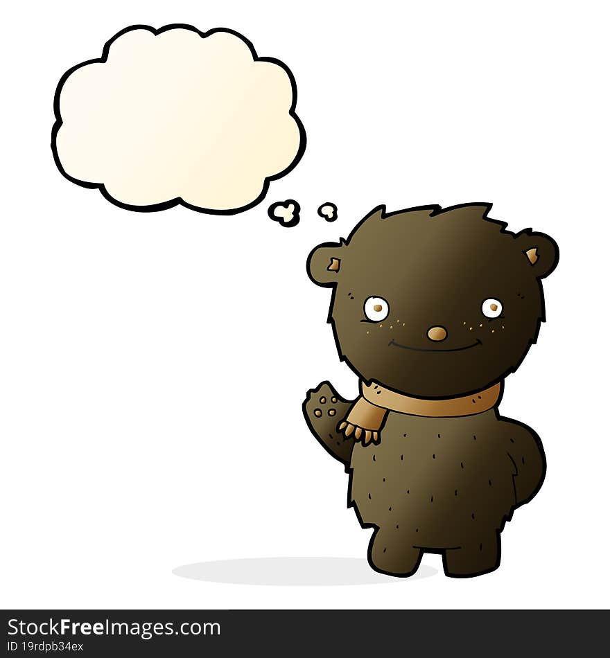 cartoon cute black bear with thought bubble