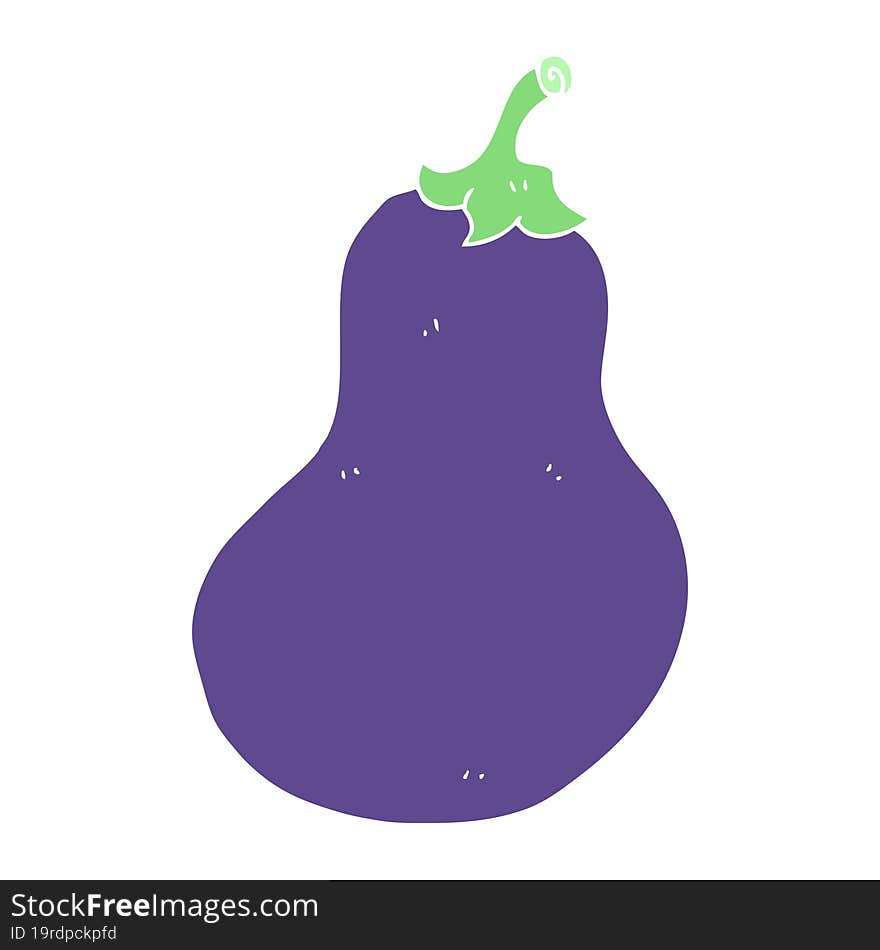 flat color illustration of a cartoon eggplant