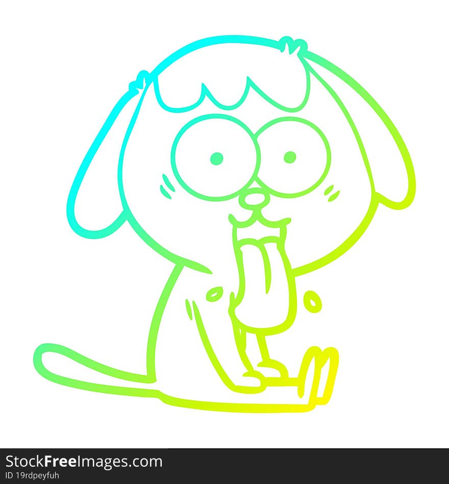 cold gradient line drawing of a cute cartoon dog