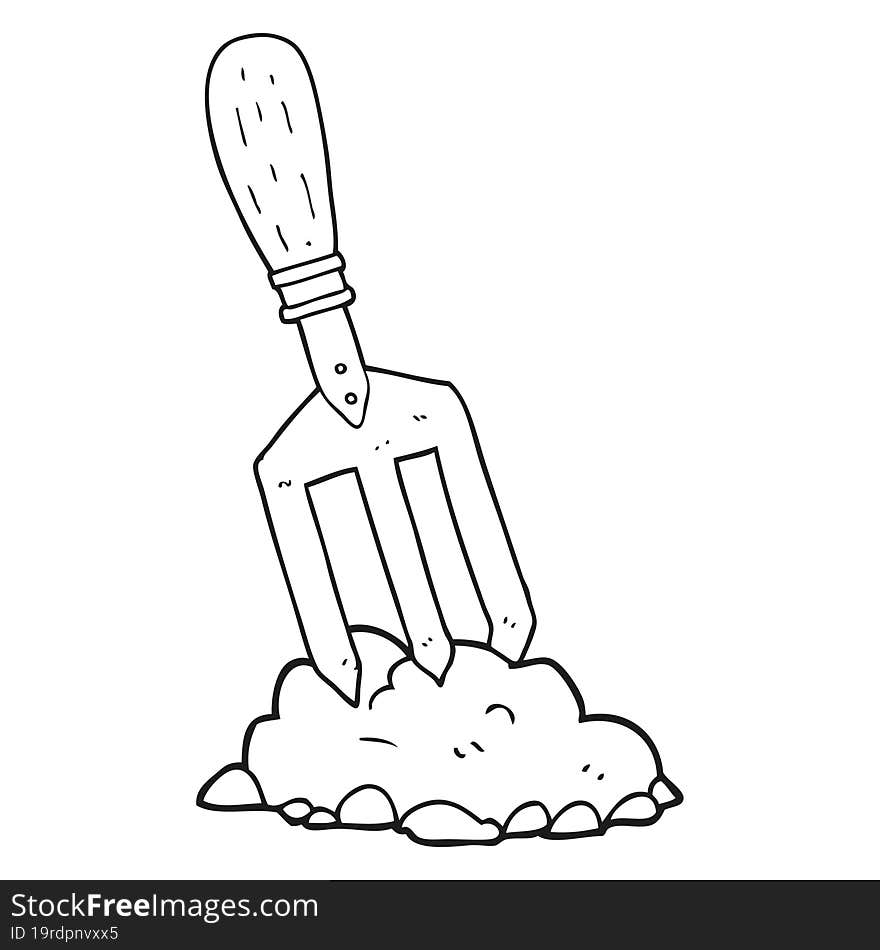 black and white cartoon garden fork