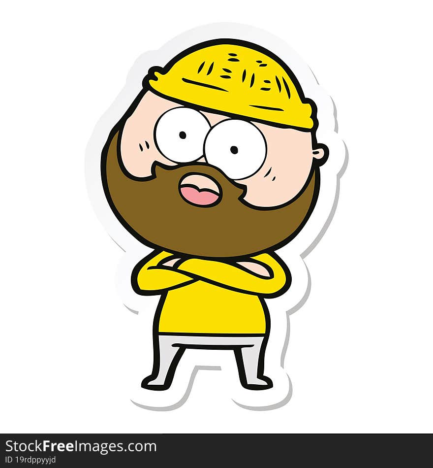 sticker of a cartoon surprised bearded man