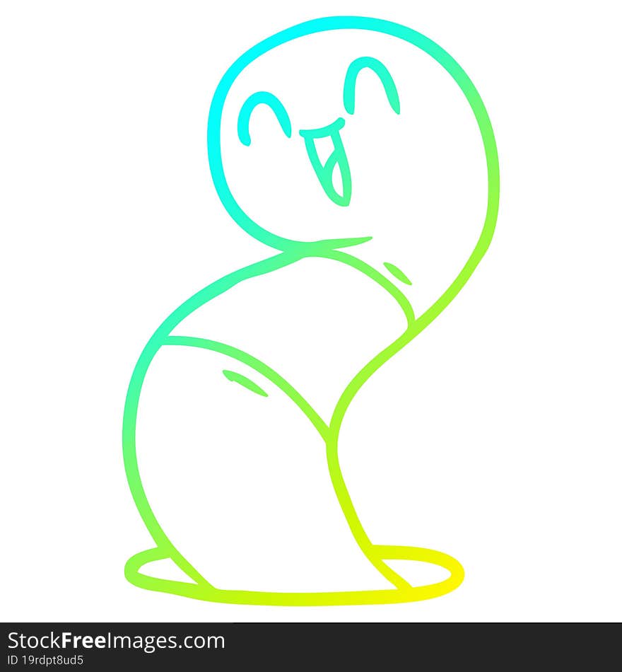 cold gradient line drawing cartoon happy worm