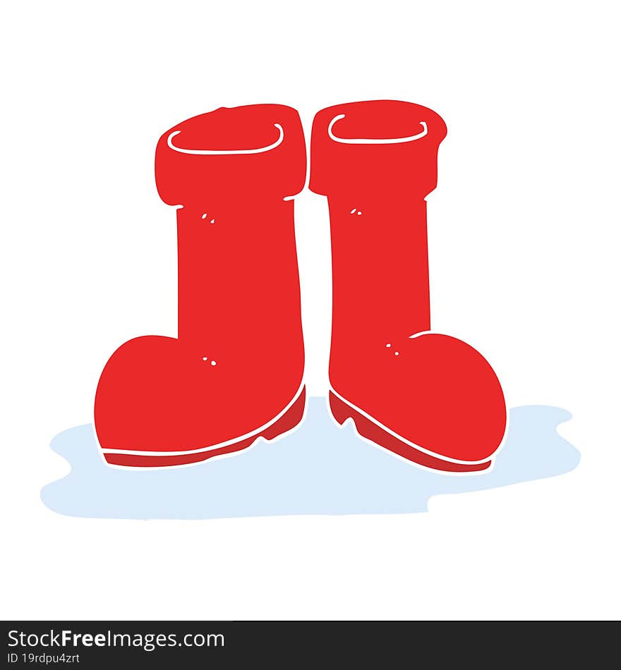 flat color illustration of wellington boots in puddle. flat color illustration of wellington boots in puddle