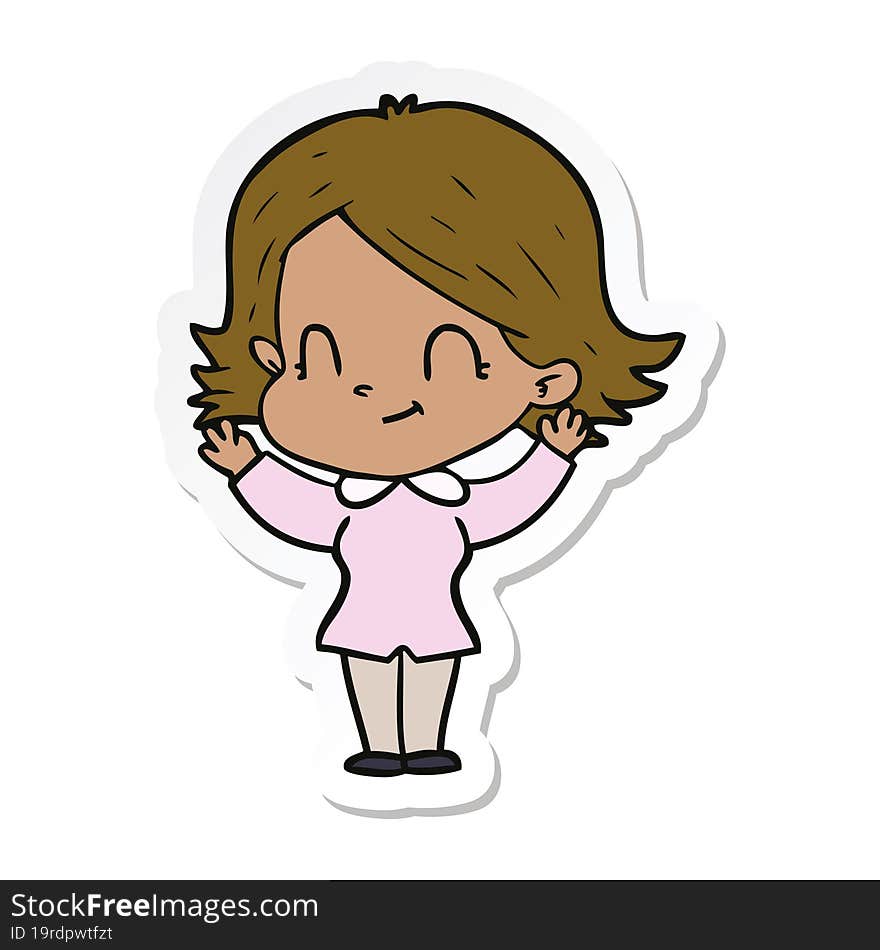 Sticker Of A Cartoon Friendly Girl