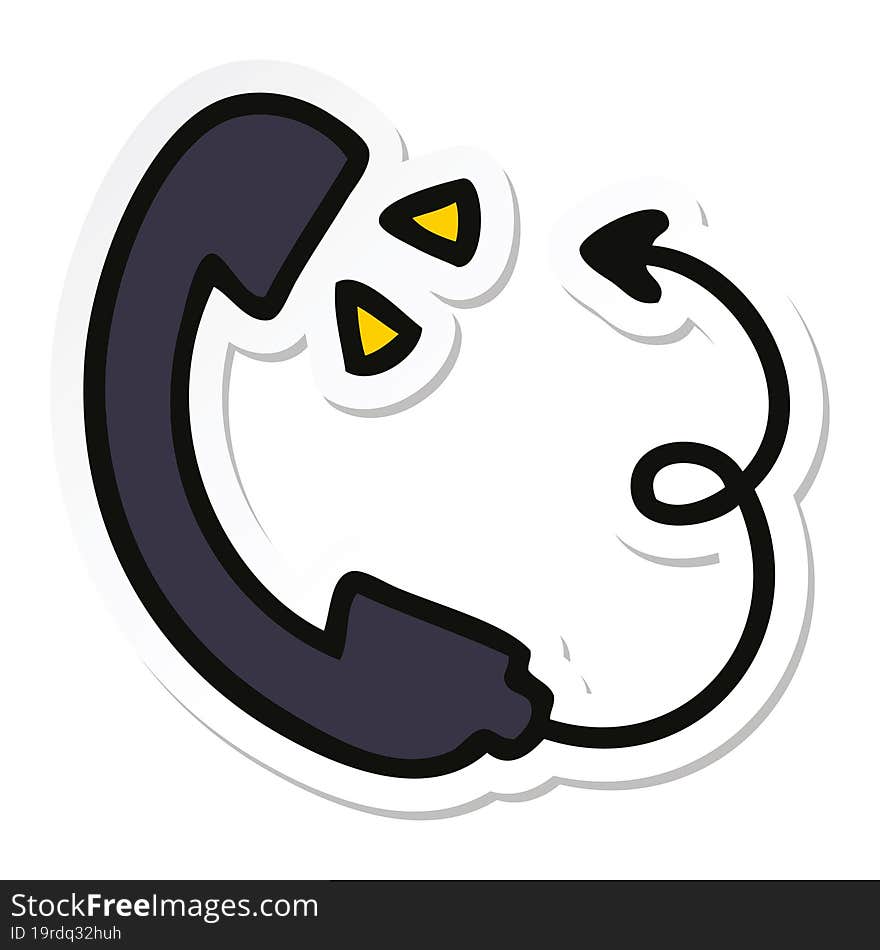 Sticker Of A Cute Cartoon Telephone Receiver