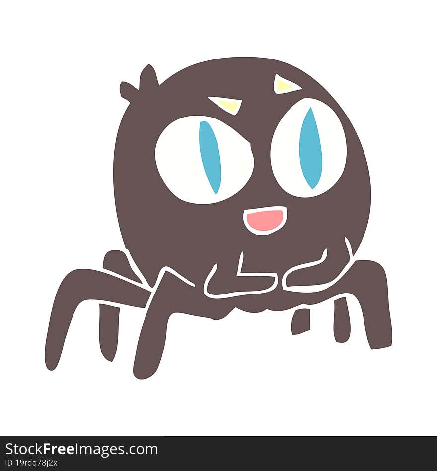 Flat Color Illustration Of A Cartoon Spider