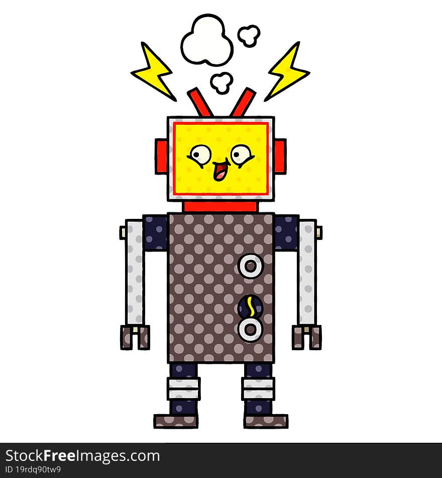 Comic Book Style Cartoon Robot