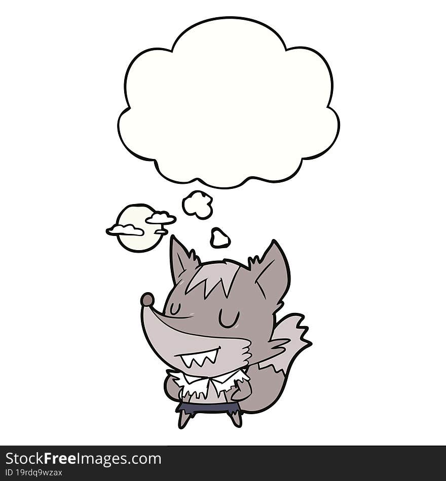 cartoon werewolf with thought bubble. cartoon werewolf with thought bubble