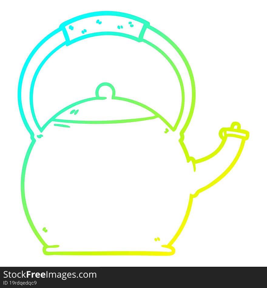 Cold Gradient Line Drawing Cartoon Kettle