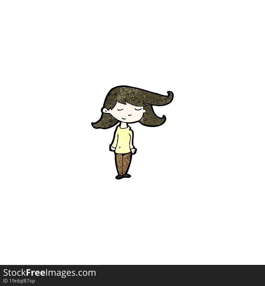 Cartoon Girl With Hair Blowing In Wind