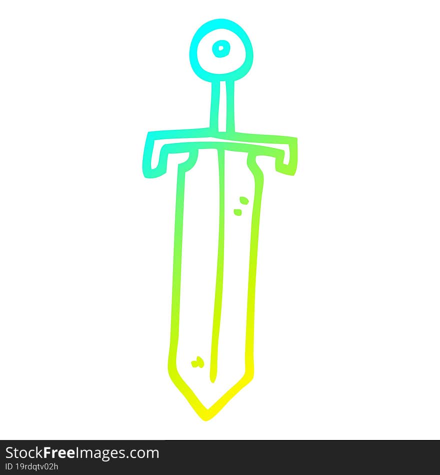 cold gradient line drawing cartoon old sword