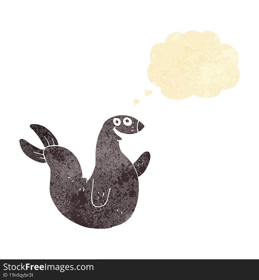 Cartoon Happy Seal With Thought Bubble