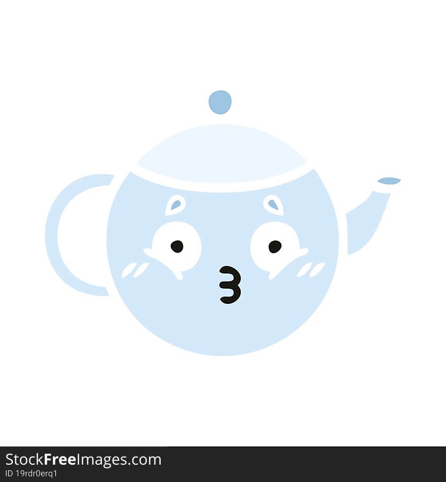 flat color retro cartoon tea pot