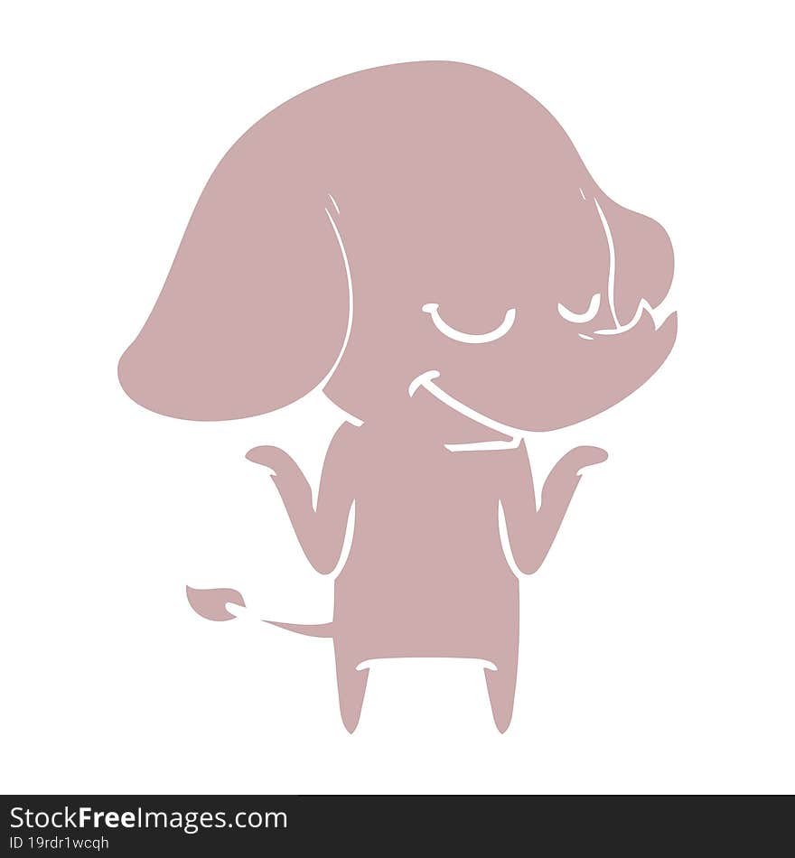 flat color style cartoon smiling elephant