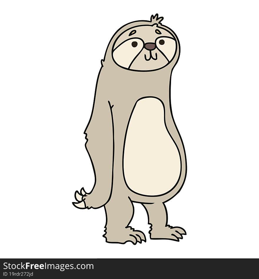 hand drawn quirky cartoon sloth. hand drawn quirky cartoon sloth