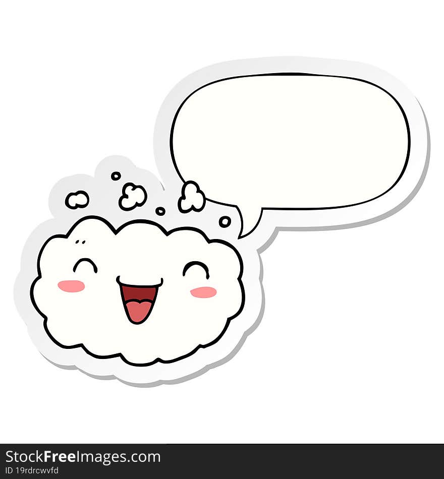 happy cartoon cloud and speech bubble sticker