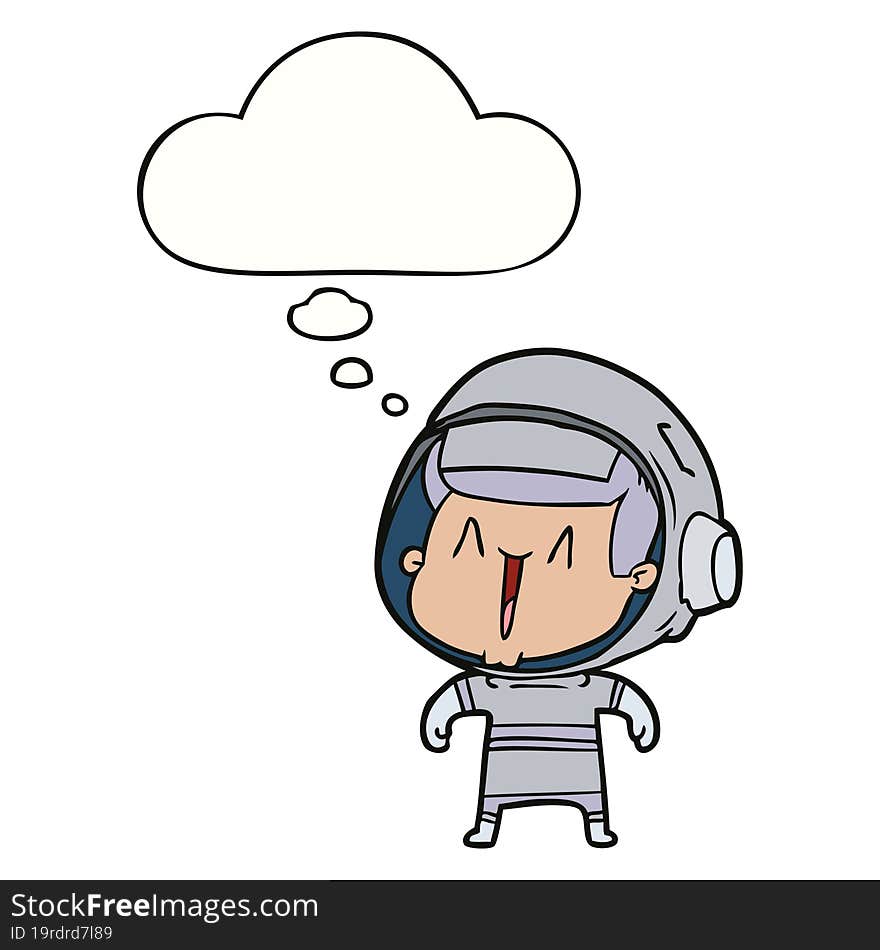 cartoon astronaut man with thought bubble. cartoon astronaut man with thought bubble