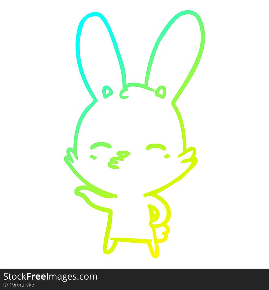 cold gradient line drawing curious bunny cartoon