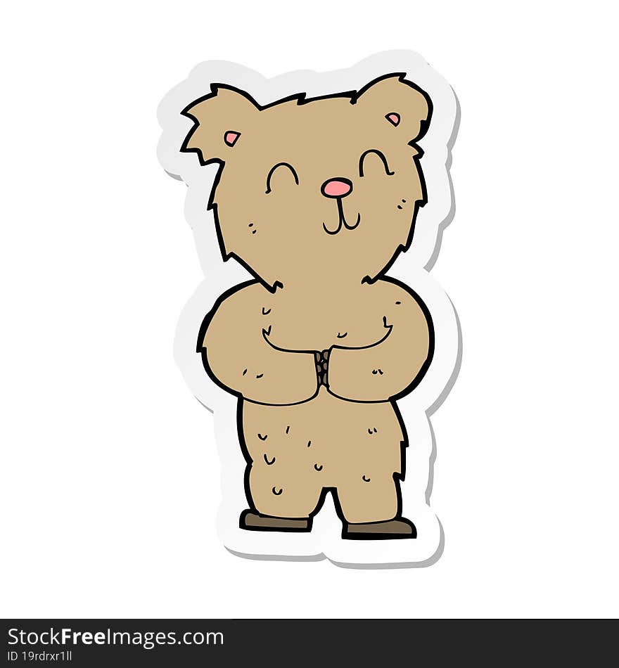 sticker of a cartoon happy little bear