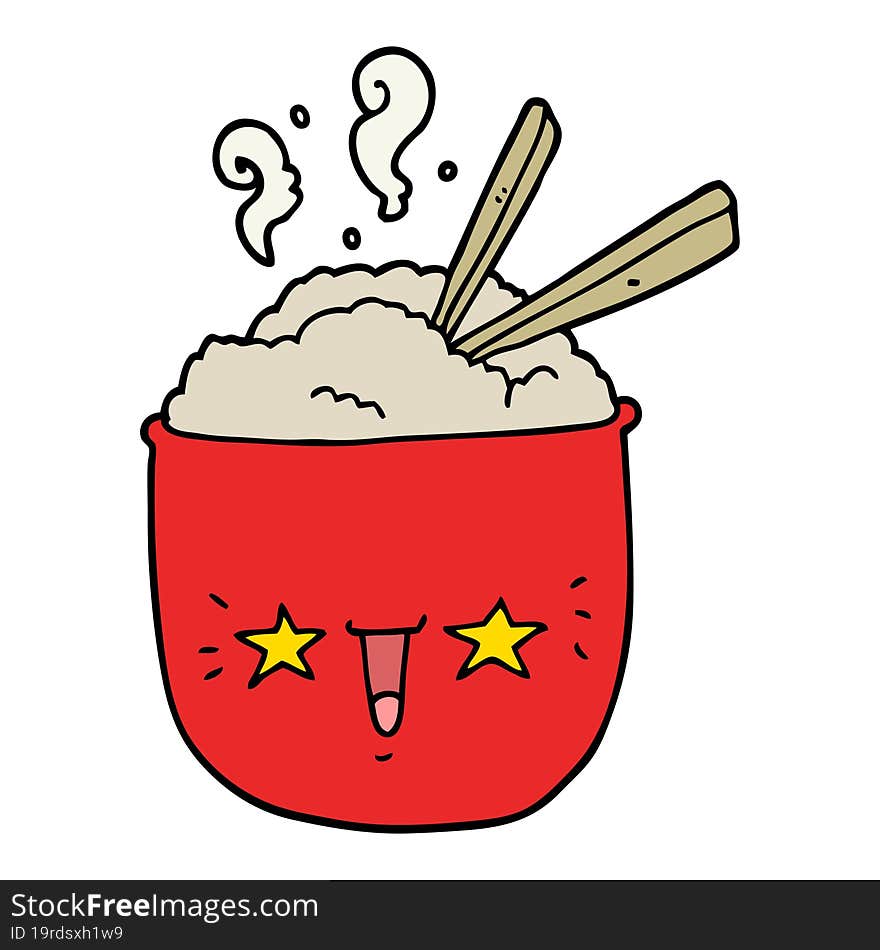 cartoon rice bowl with face