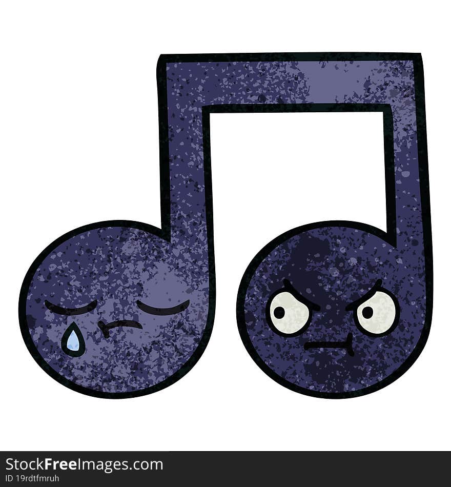 retro grunge texture cartoon musical note