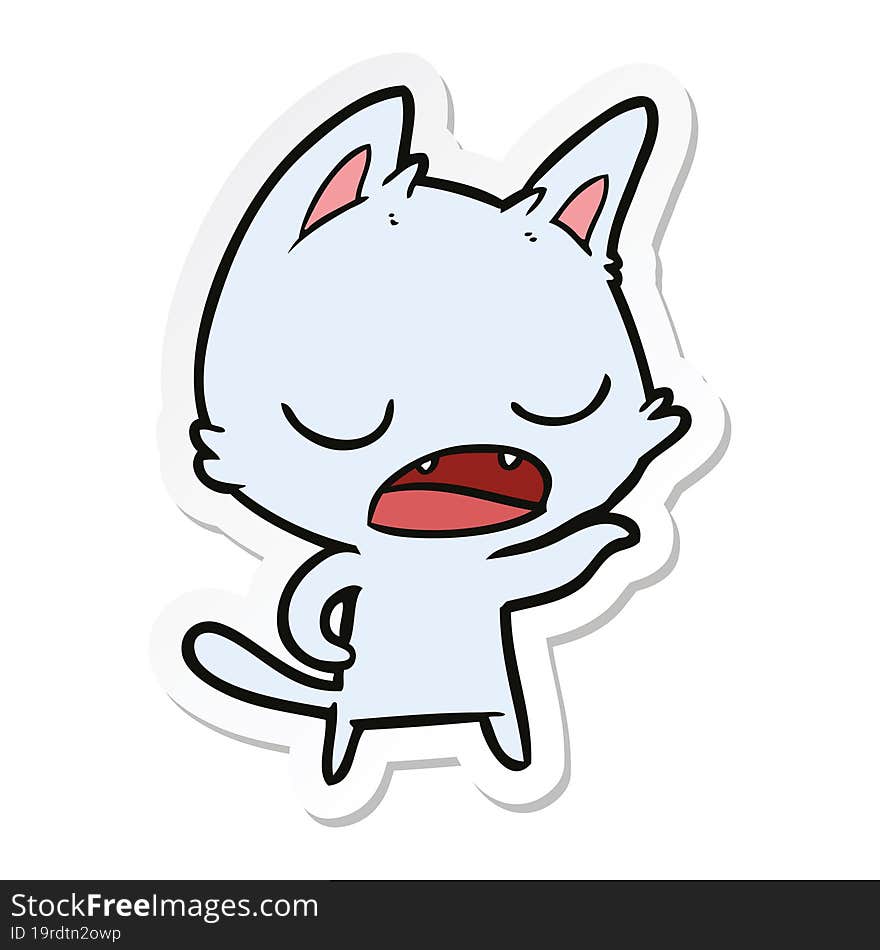 Sticker Of A Talking Cat Cartoon