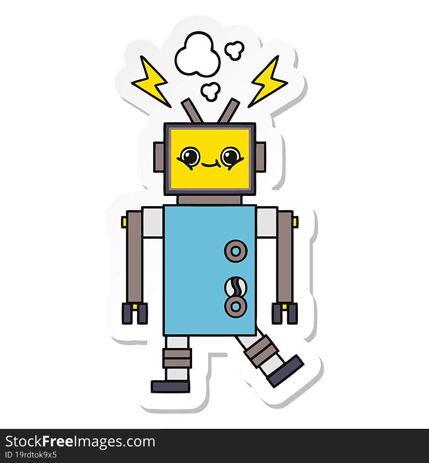 Sticker Of A Cute Cartoon Robot