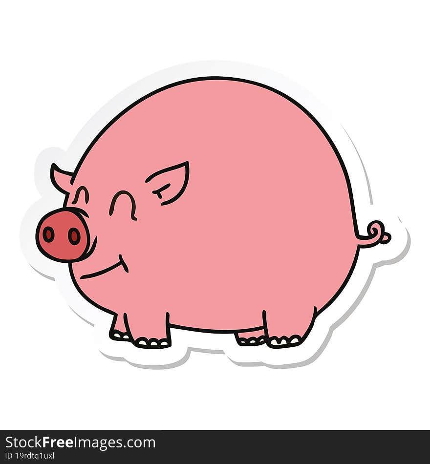 sticker of a quirky hand drawn cartoon pig