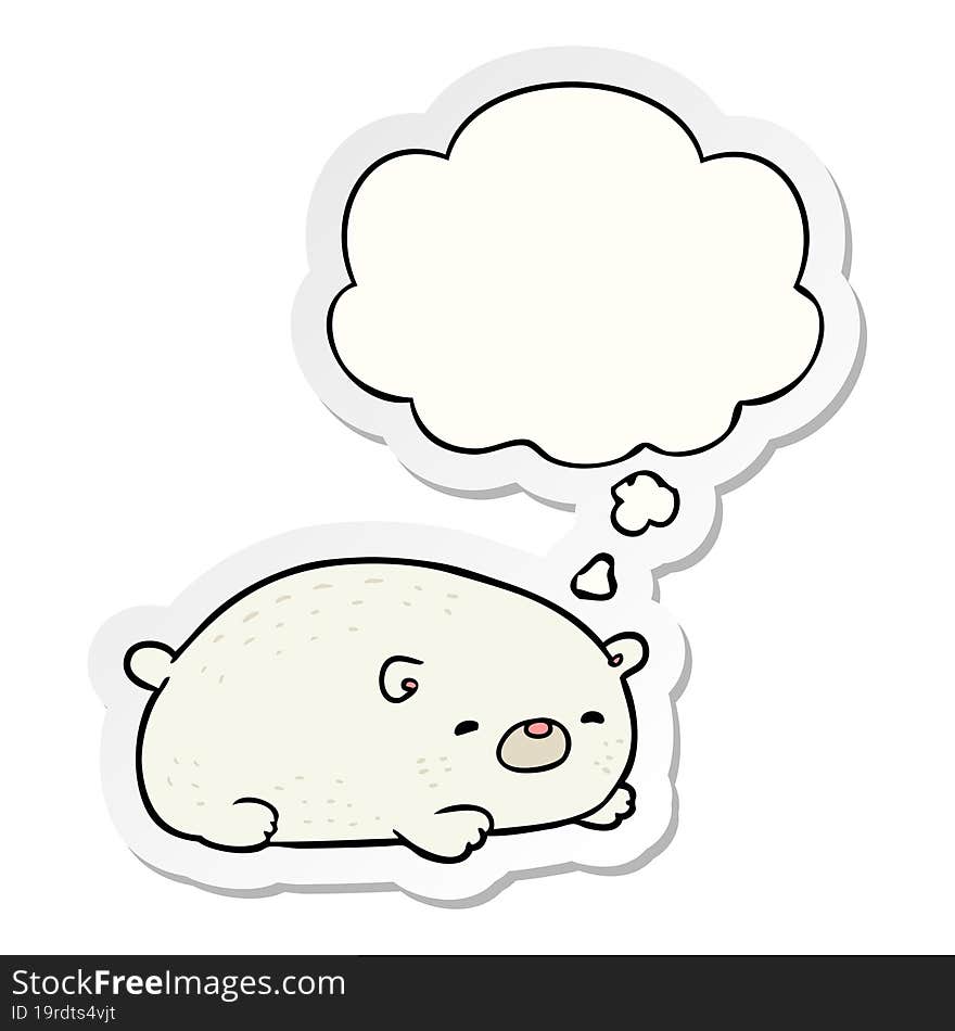 Cartoon Polar Bear And Thought Bubble As A Printed Sticker