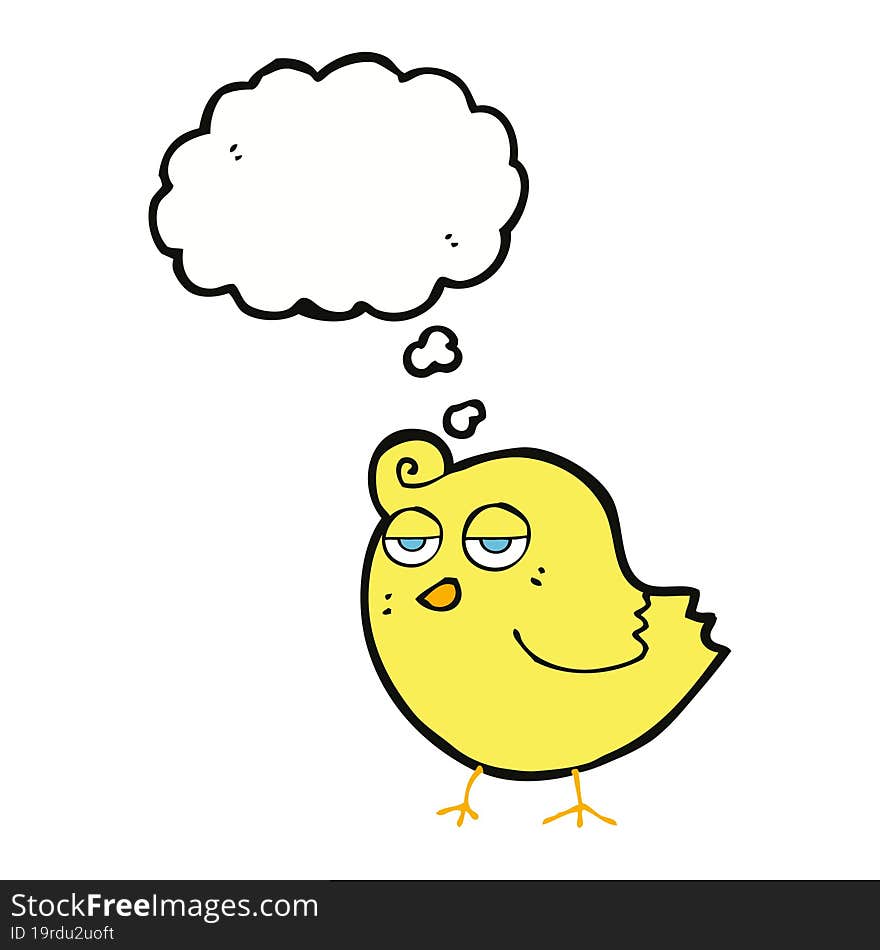 cartoon bird with thought bubble