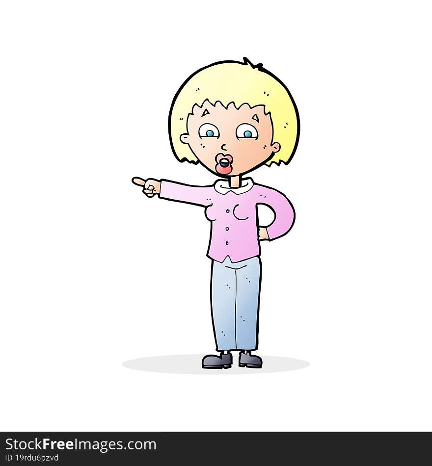 cartoon pointing woman