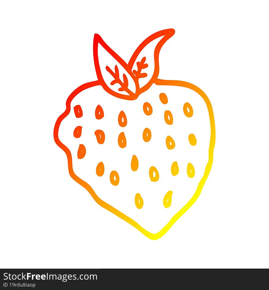 Warm Gradient Line Drawing Cartoon Strawberry