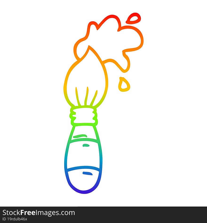 rainbow gradient line drawing of a cartoon paint brush
