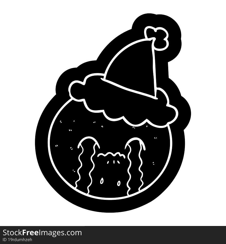 Cartoon Icon Of A Orange Wearing Santa Hat