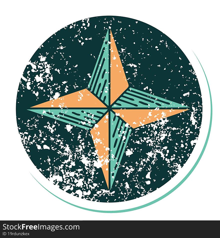 distressed sticker tattoo style icon of a star