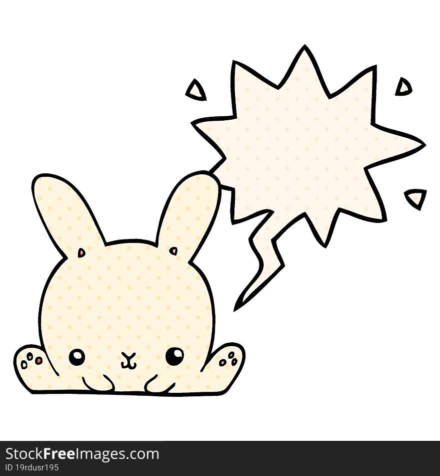 Cartoon Rabbit And Speech Bubble In Comic Book Style