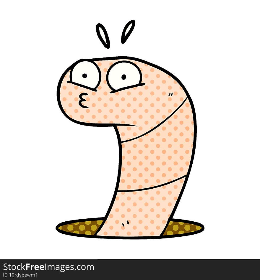 cartoon surprised worm. cartoon surprised worm