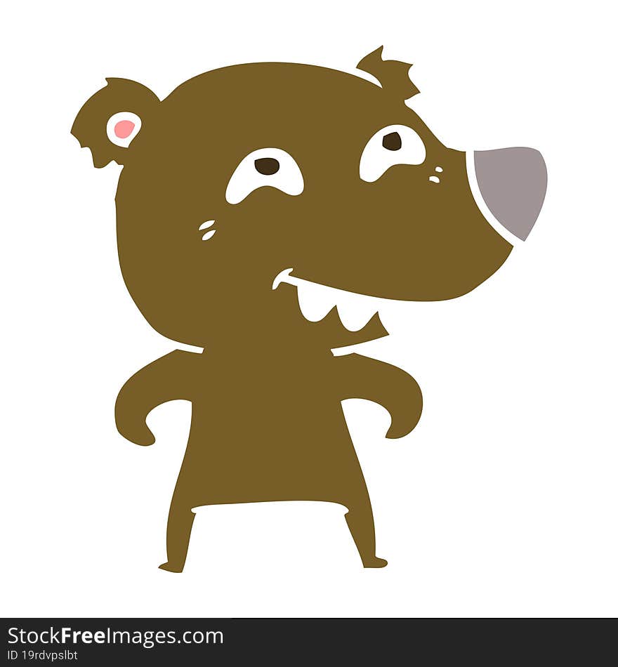 flat color style cartoon bear showing teeth