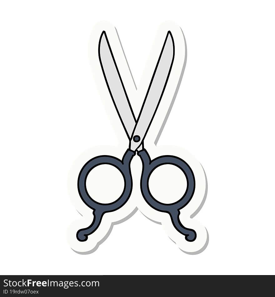 tattoo style sticker of barber scissors