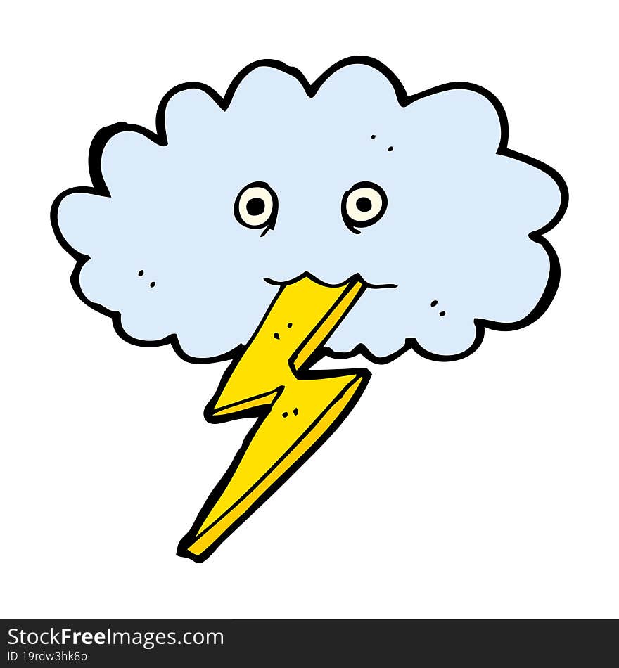 Cartoon Lightning Bolt And Cloud