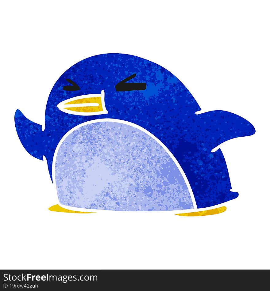 retro cartoon kawaii of a cute penguin