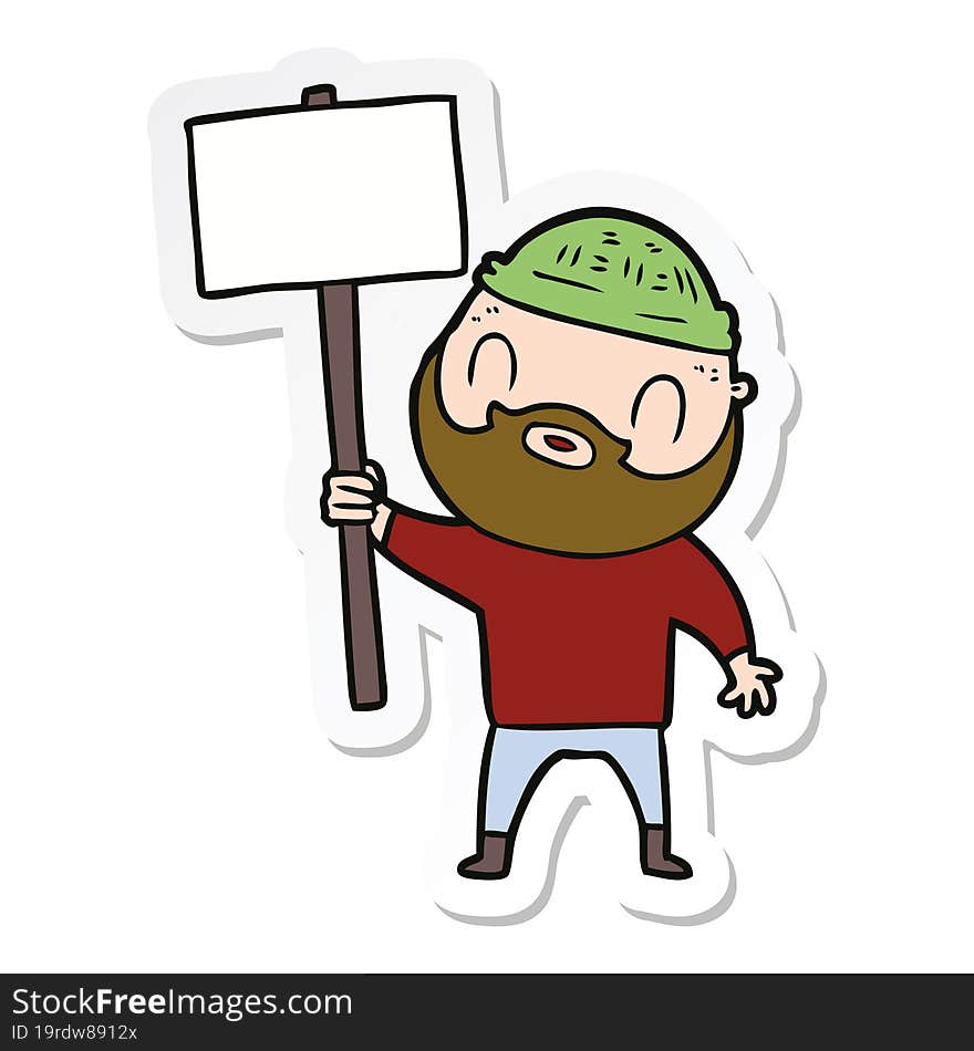 sticker of a cartoon bearded man