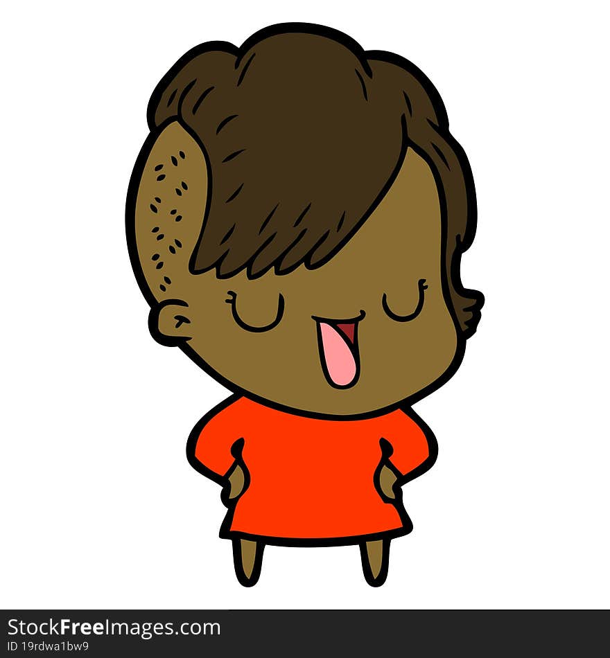 cute cartoon girl with hipster haircut. cute cartoon girl with hipster haircut