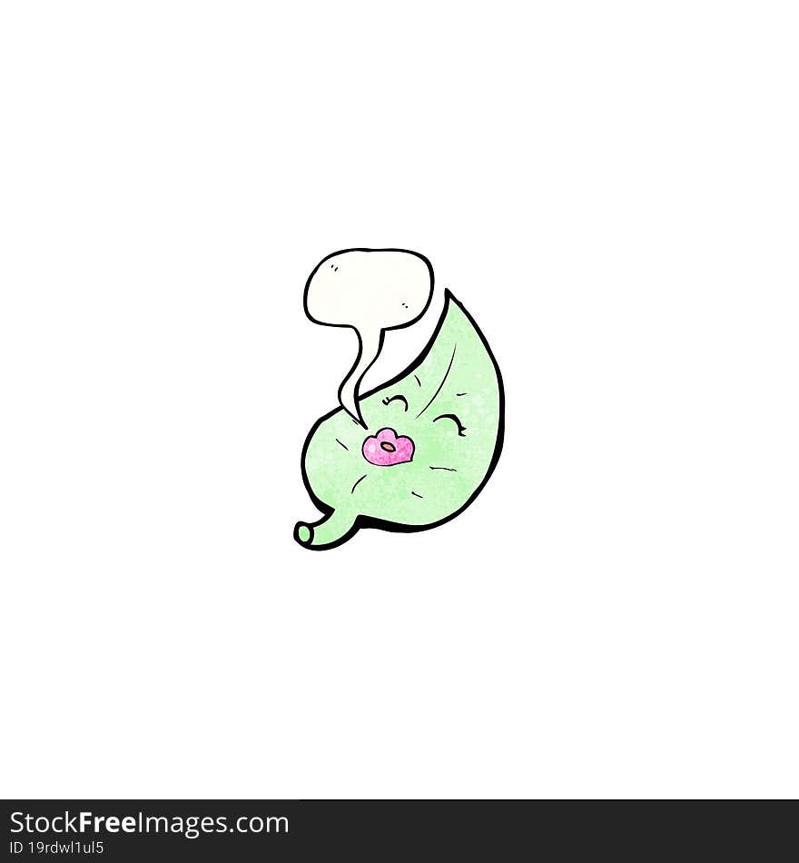 cartoon leaf with speech bubble