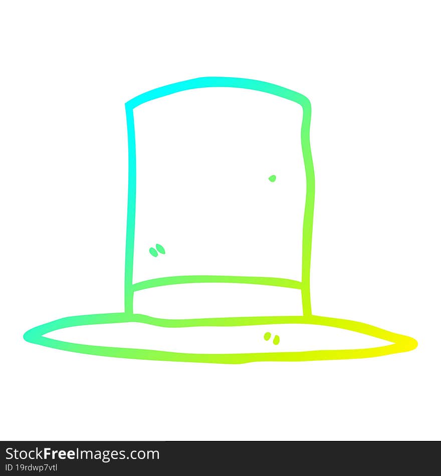 cold gradient line drawing cartoon top hat