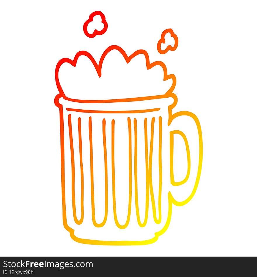 warm gradient line drawing cartoon tankard of beer